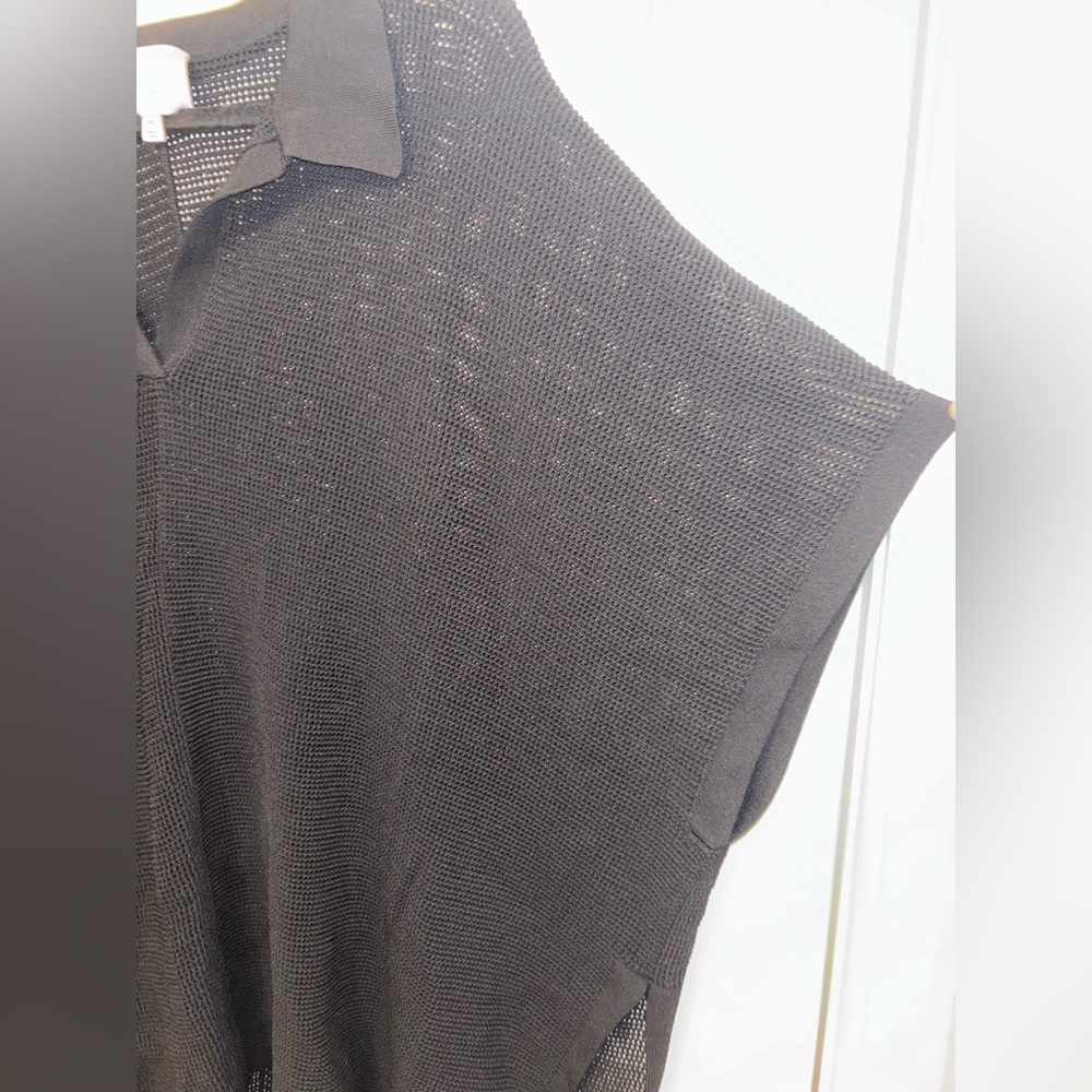Cinq à Sept Mesh Pullover Black Coverup Oversized Shirt Black Size M/L - Picture 4 of 9